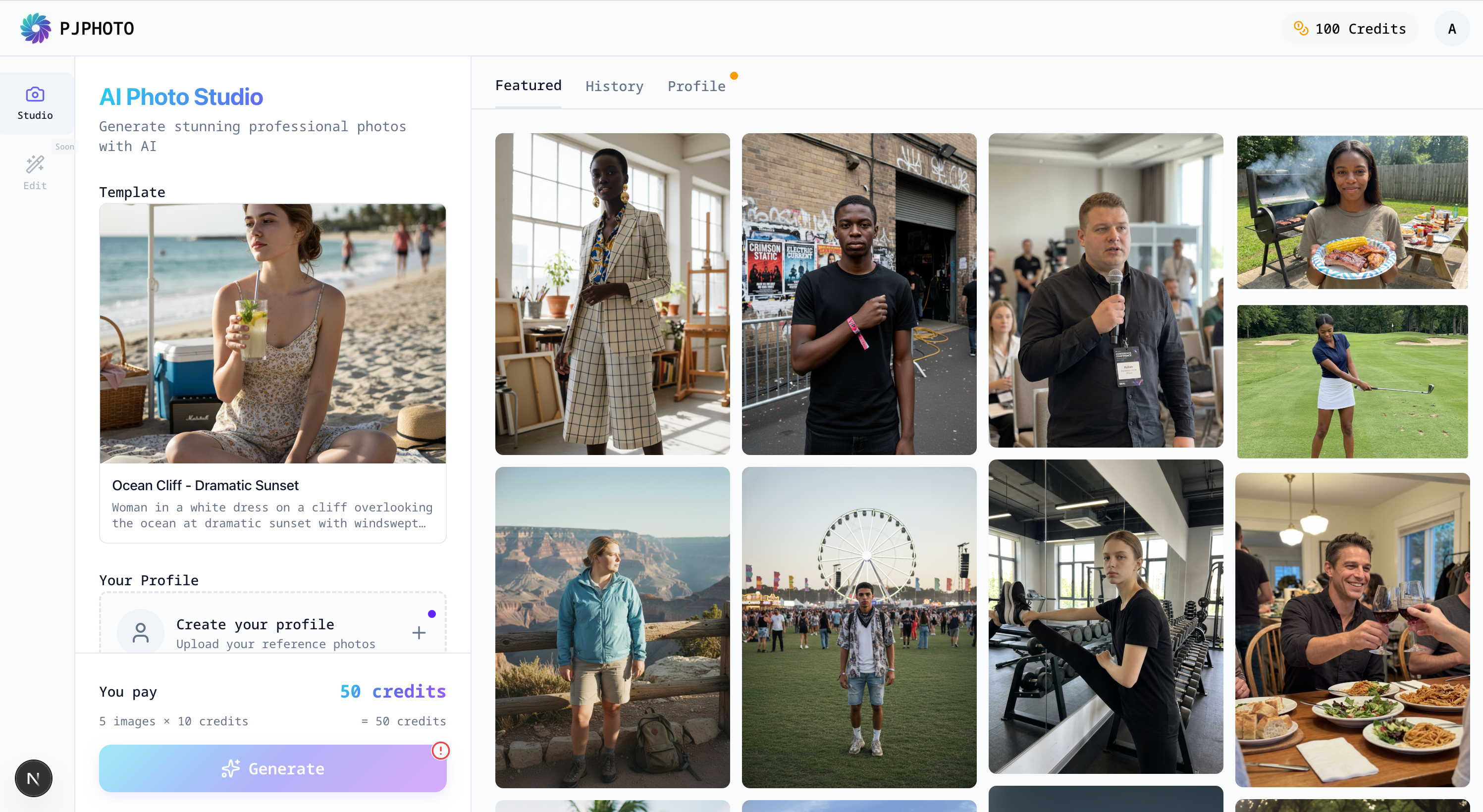 CozAIPhoto AI फोटो स्टूडियो वर्कस्पेस